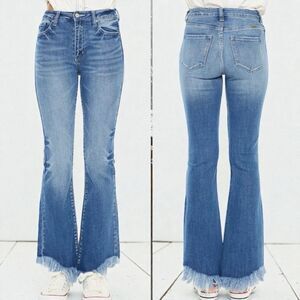 Kancan Frayed Cropped Bootcut Jeans NWT